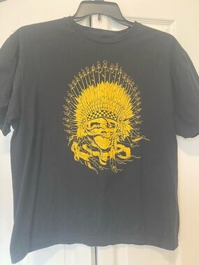 Vans Black Short Sleeve Tee with Yellow Skull Headdress Graphic